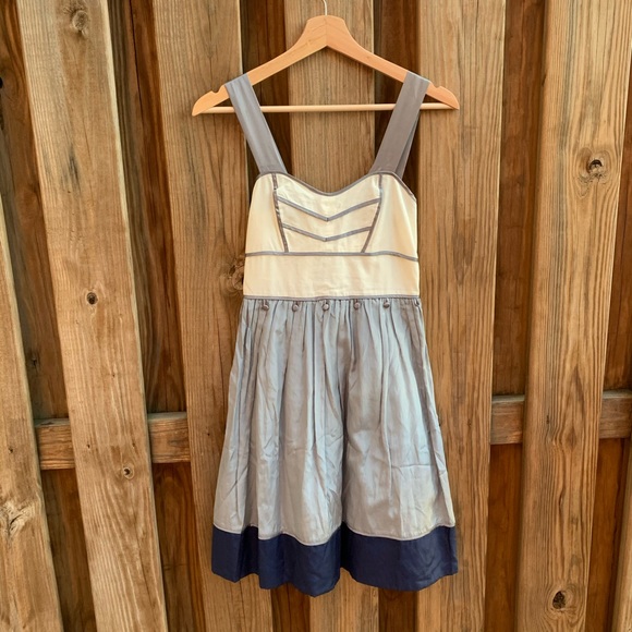 Burlapp Silvery Gray Nautical Cotton Silk Dress - Picture 3 of 9